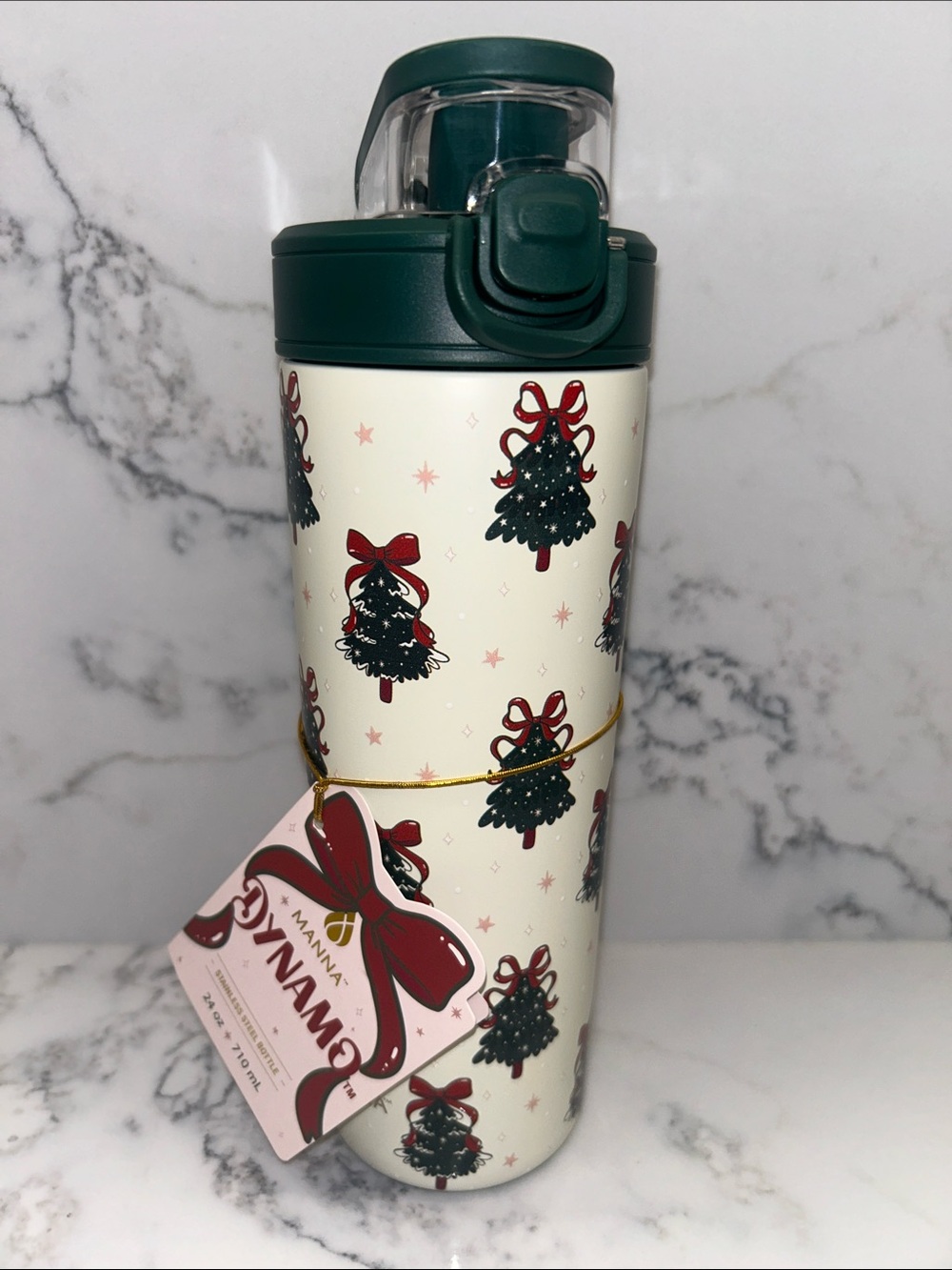 Manna Dynamo Christmas Tree with Red Bows Stainless Steel Tumbler 24oz
